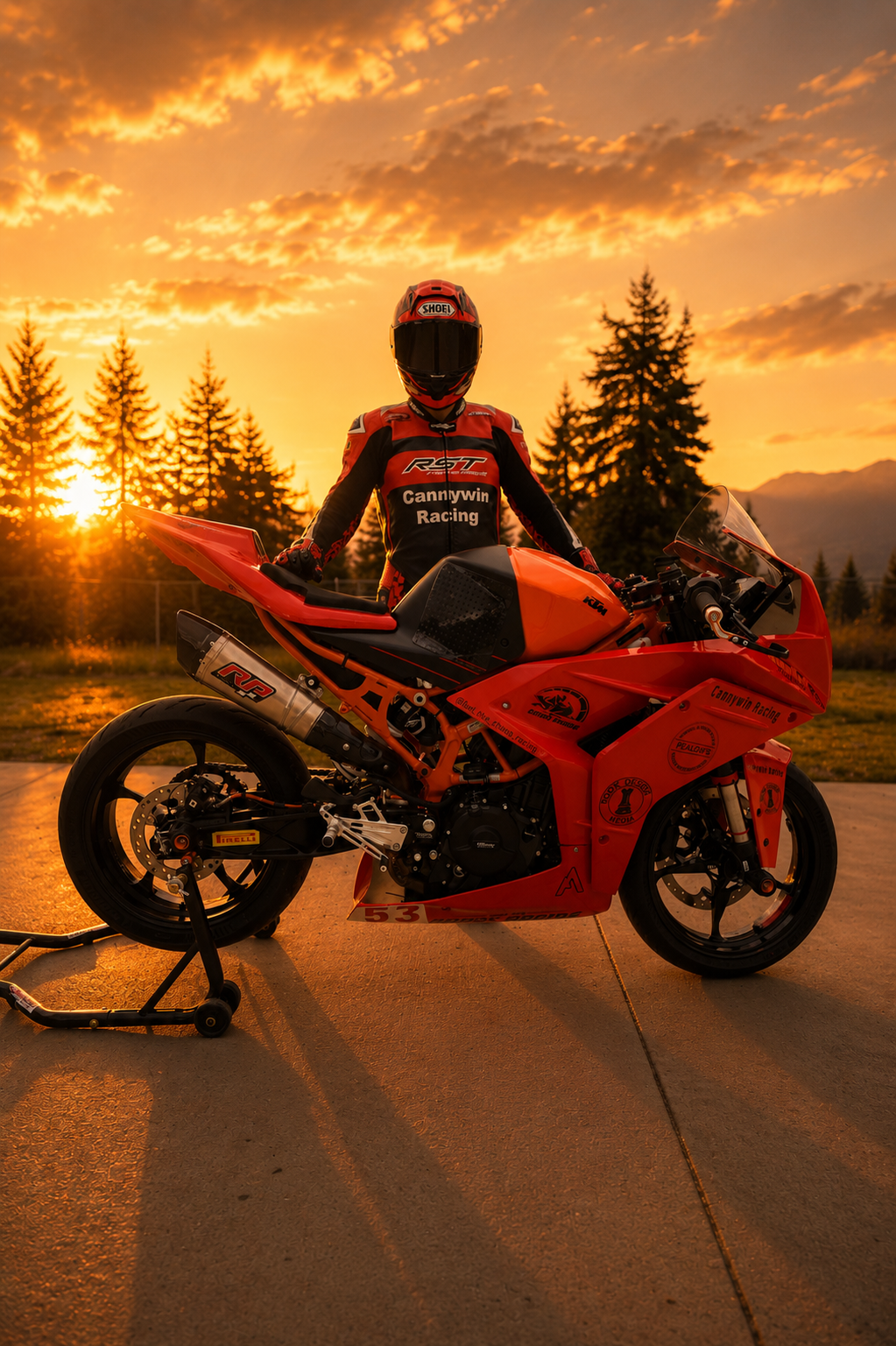 Bryan Henderson with his KTM RC390, No. 53