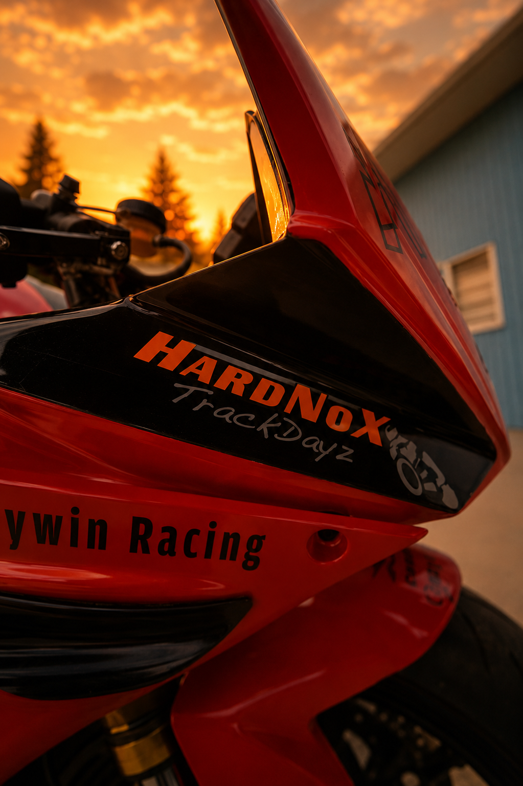 Fairing detail with HardNox TrackDayz and Cannywin Racing decals